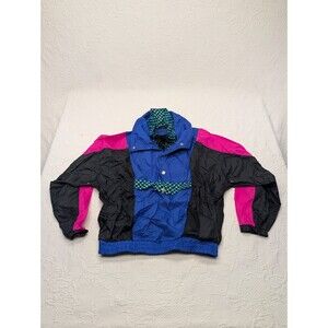 Ocean Pacific OP Vintage 80s 90s Windbreaker Jacket Neon Green Pink Purple Beach